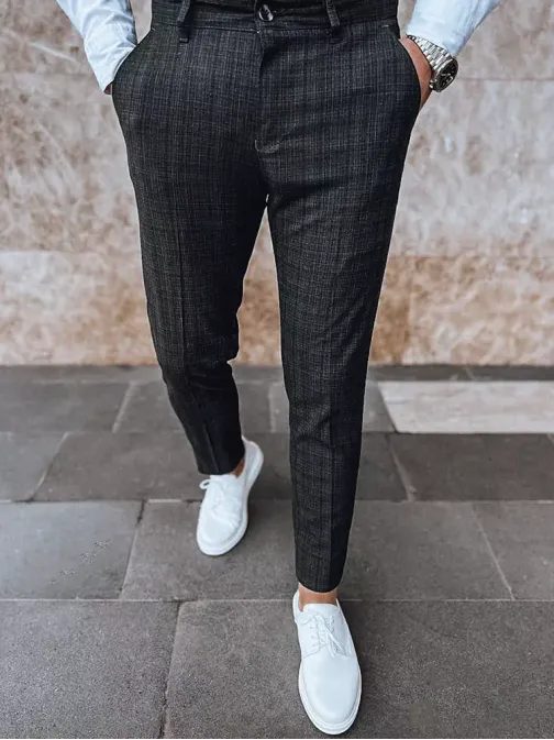 Tmavě šedé trendy chinos kalhoty
