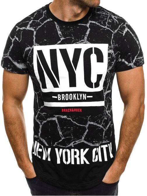 Nádherné černé vzorované tričko NEW YORK CITY J.STYLE SS105