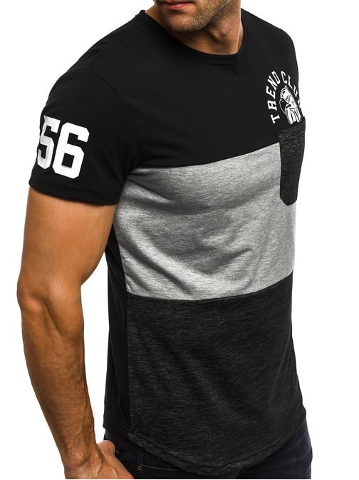 Atraktivní černé pánské tričko J.STYLE SS155