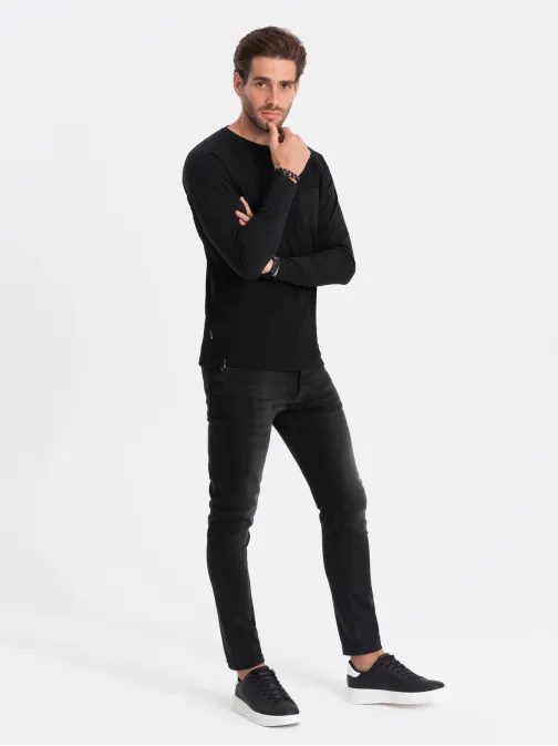 Černé tričko s dlouhým rukávem a kapsou om-lscl-0109