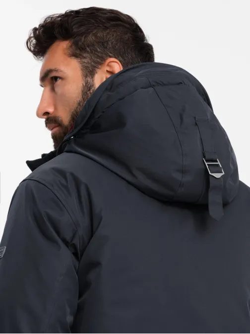 Klasická černá pánská parka na zimu V6 JALP-0166