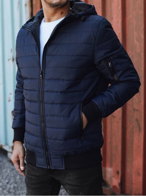 Prošívaná modrá přechodná bunda