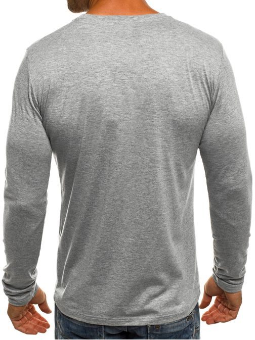 Atraktivní šedé pánské tričko s dlouhým rukávem J.STYLE 2088