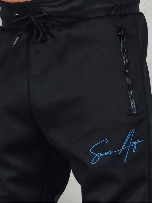 Moderní černá pánská tepláková souprava s nápisem