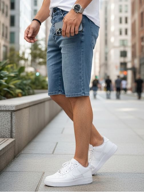 Módní modré pánské džínové šortky