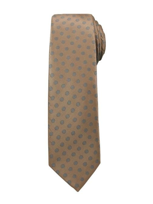 Hnědá kravata se šedými puntíky