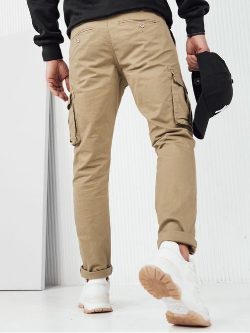 Moderní kapsáčové béžové jogger kalhoty