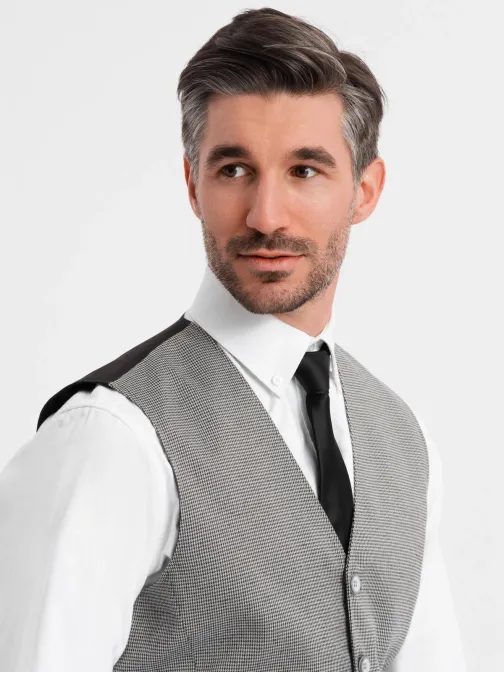 Jedinečná  šedá elegantní vesta V2 BLZV-0111