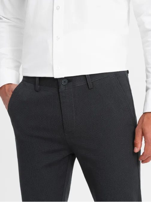 Pánské grafitové klasické chinos kalhoty s jemnou texturou V4 PACP-0188