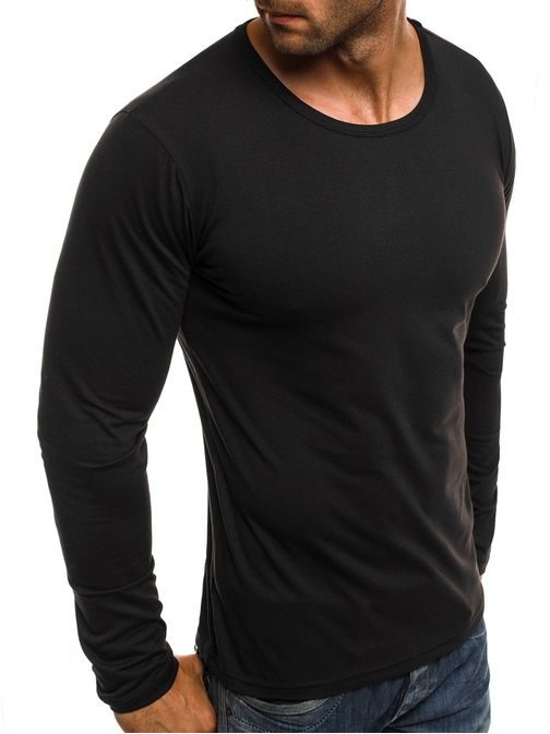 Jednoduché černé tričko s dlouhým rukávem J.STYLE 712099
