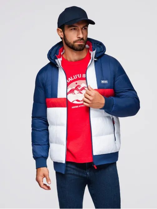 Modrobílá prošívaná retro bunda V1 JALP-0296