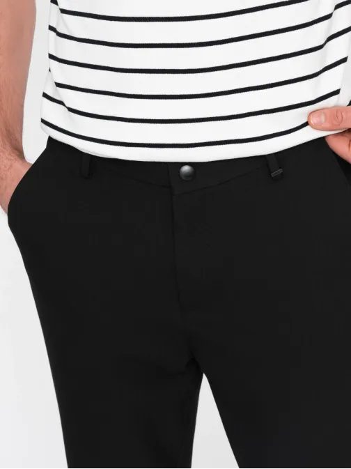 Pánské černé chinos kalhoty s elastickým pasem V3 PACP-0158