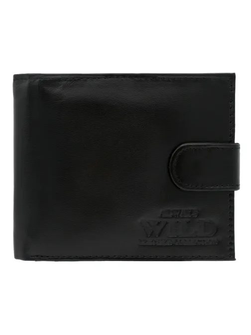Černá kožená pánská peněženka s přezkou