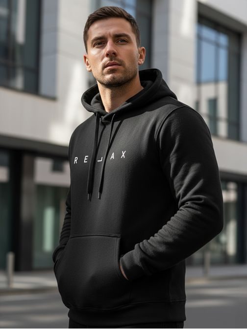 Černá mikina s trendy nápisem