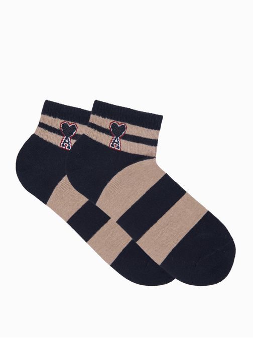 Dámské proužkové ponožky v béžové barvě ULR106