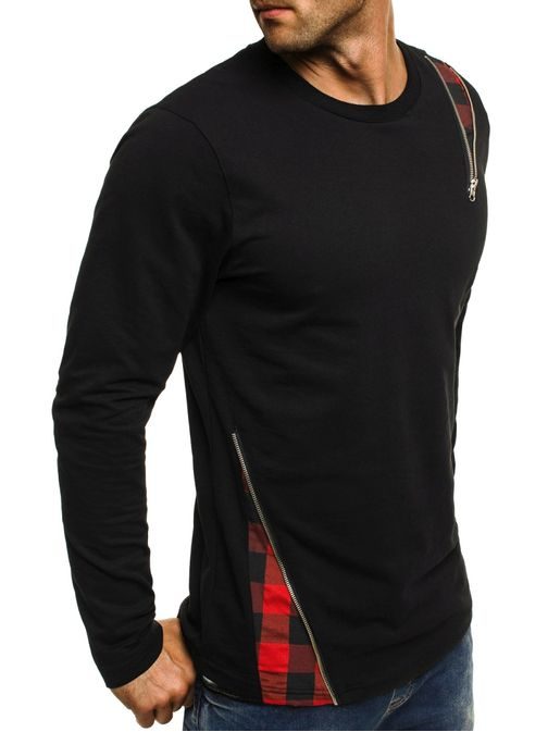 Tričko s dlouhým rukávem a kostkovaným vzorem ATHLETIC 754 černo-červené