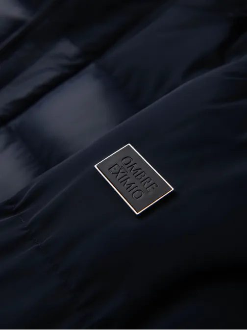 Prošívaná modrá lesklá pánská parka V3 JALJ-0266