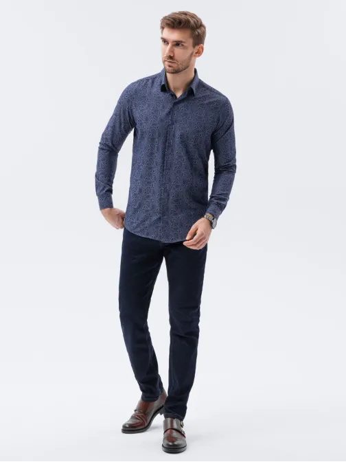 Granátová košile s elegantním vzorem K591