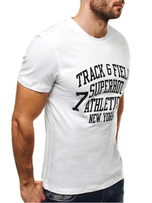 Bílé moderní bavlněné tričko s potiskem J.STYLE 3035