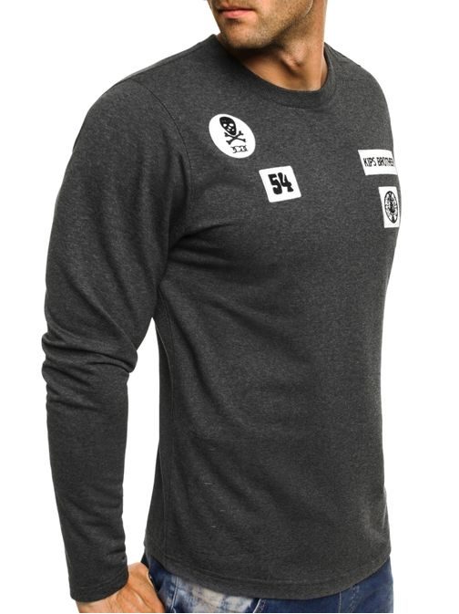 Moderní pánské tmavě šedé tričko s nášivkami ATHLETIC 745