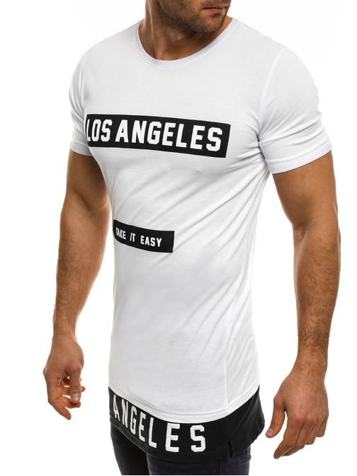Moderní bílé pánské tričko LA ATHLETIC 1096