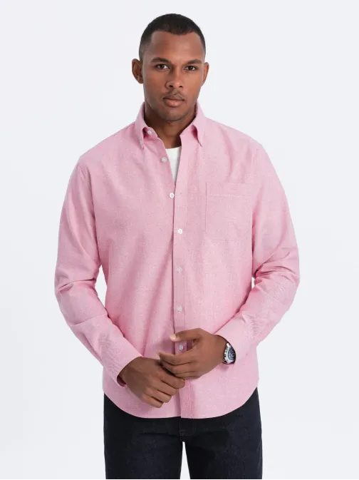 Elegantní růžová košile oxford V3 OM0108