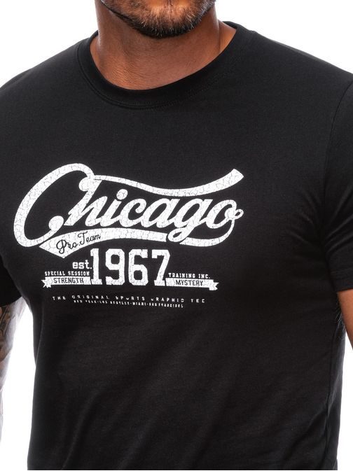 Černé triko s nápisem Chicago S2008