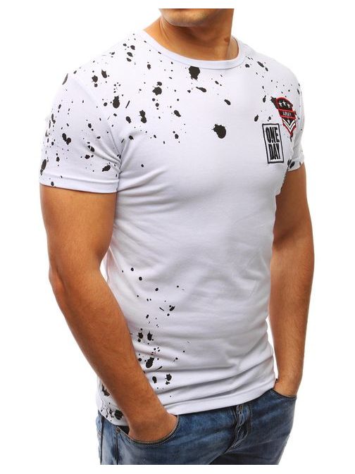 Originální bílé pánské tričko s nášivkami