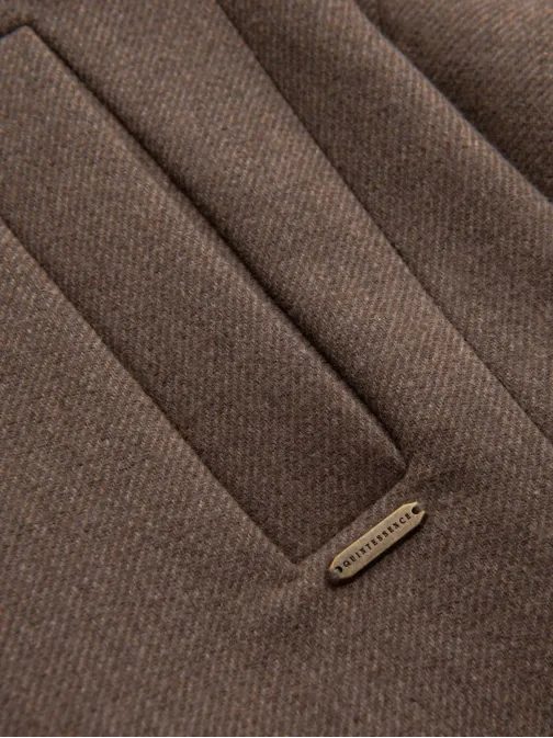 Elegantní hnědý jednořadý kabát V1 COWC-0114