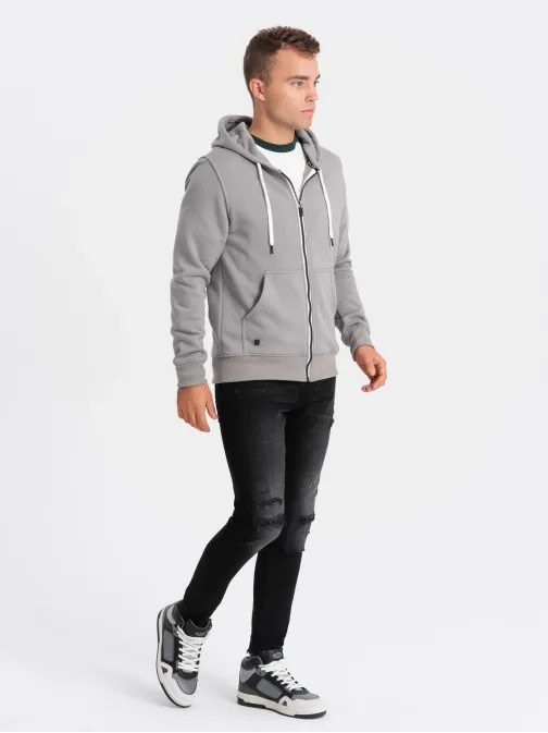 Trendy šedá mikina na zip V5 OM-SSBZ-0118