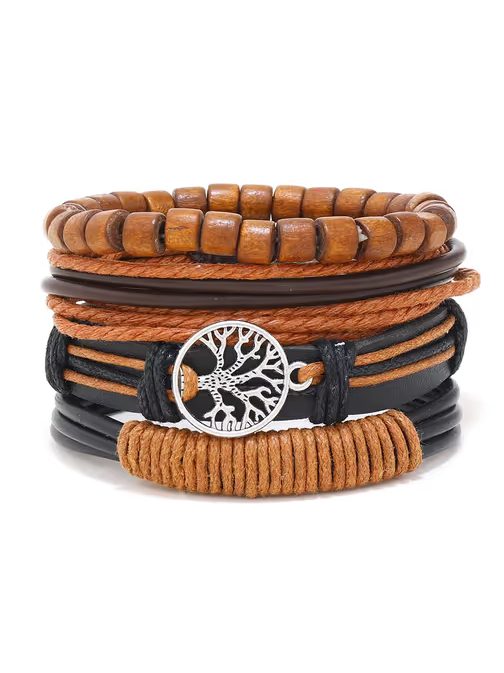 Kombinovatelný světle hnědý náramek se stromem