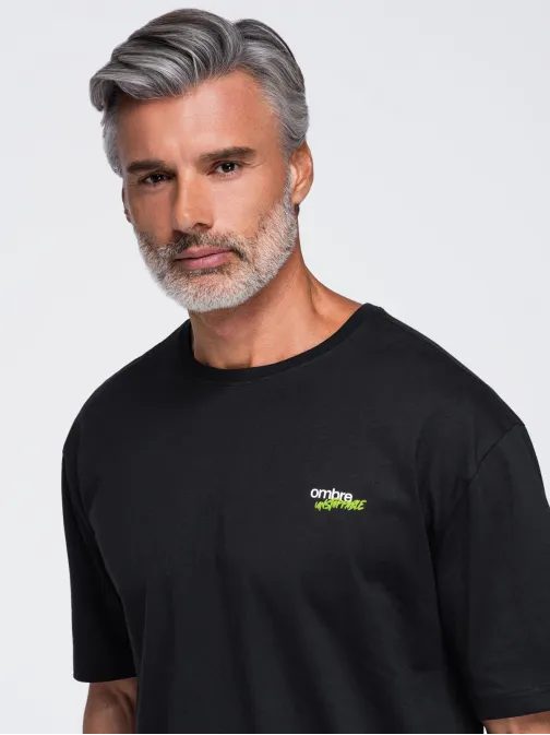 Černé tričko s barevným potiskem V1 TSPT-0284