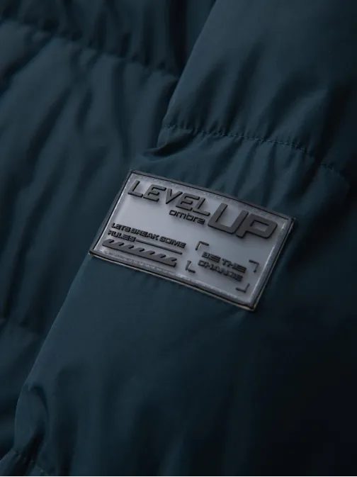 Atraktivní prošívaná tmavě modrá pánská parka V2 JALJ-0269