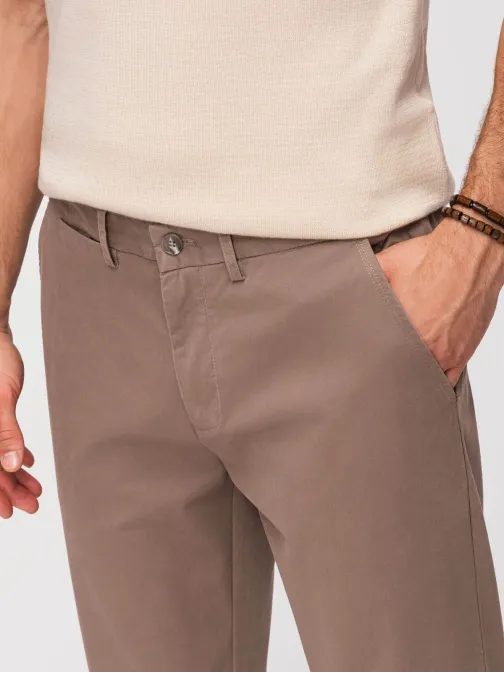 Pánské hnědé chinos kalhoty V1 PACP-0293