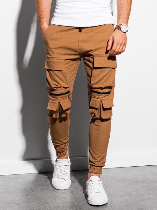 Stylové kamelové jogger kalhoty P995