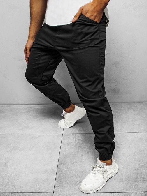 Sportovní pánské černé chino jogger kalhoty O/399Z