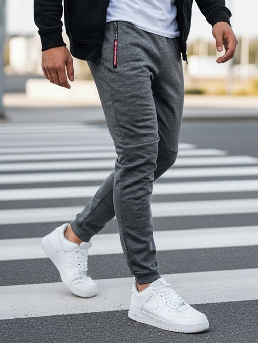 Pohodlné pánské tepláky v šedé barvě