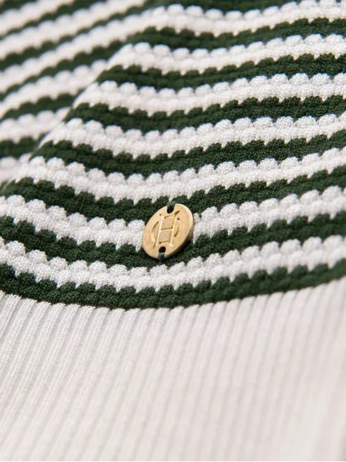 Námořnická bílá a olivová pletená polokošile V3 POSS-0161