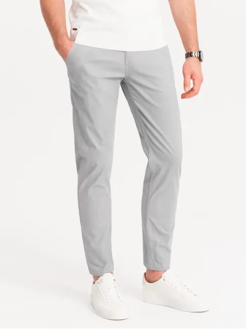 Šedé chinos kalhoty s ozdobným pasem V6 PACP-0118