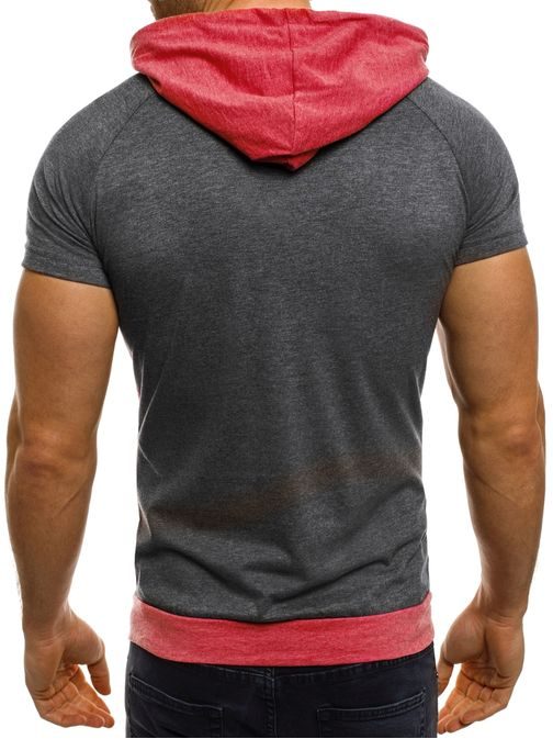 Dlouhé pánské tričko s kapucí ATHLETIC 1102 červené