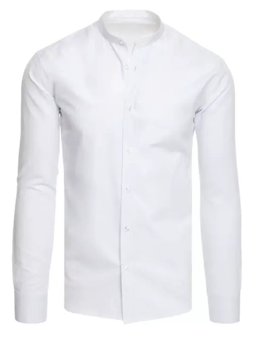 Trendy bílá košile se stojacím límcem