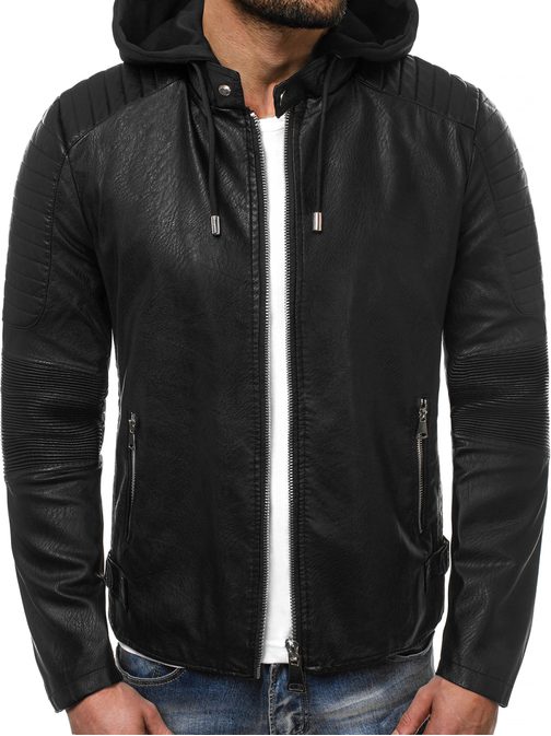 Trendy koženková bunda černá OZONEE O/88902