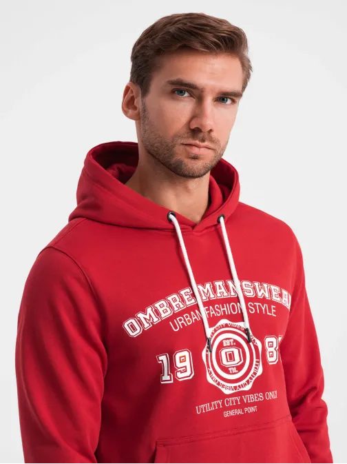 Pánská mikina s kapucí červená v1 om-ssps-0143