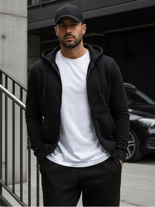 Stylová černá mikina s kapucí