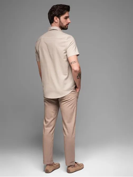Ležérní béžová pánská košile V4 shss-0167