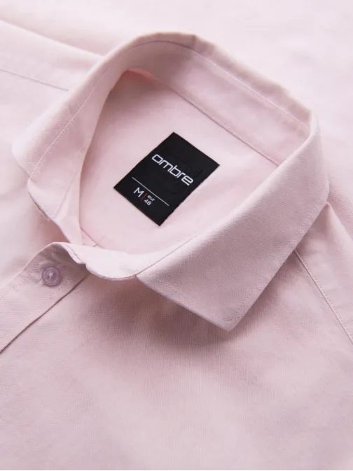 Trendy pánská broskvová košile s dlouhým rukávem  V1 SHOS-0183