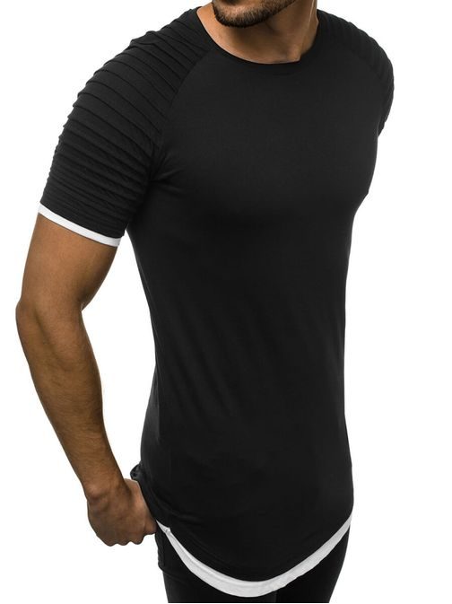 Prodloužené pánské tričko černé O/1262