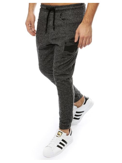 Tmavě šedé jedinečné trendy jogger kalhoty