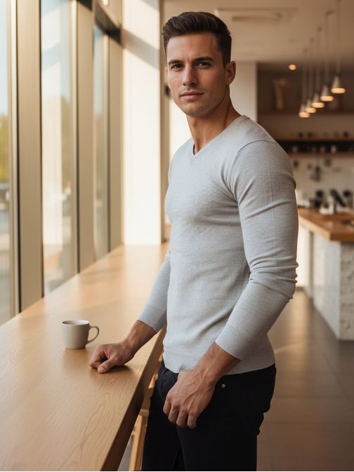 Jednobarevný pánský svetr šedý