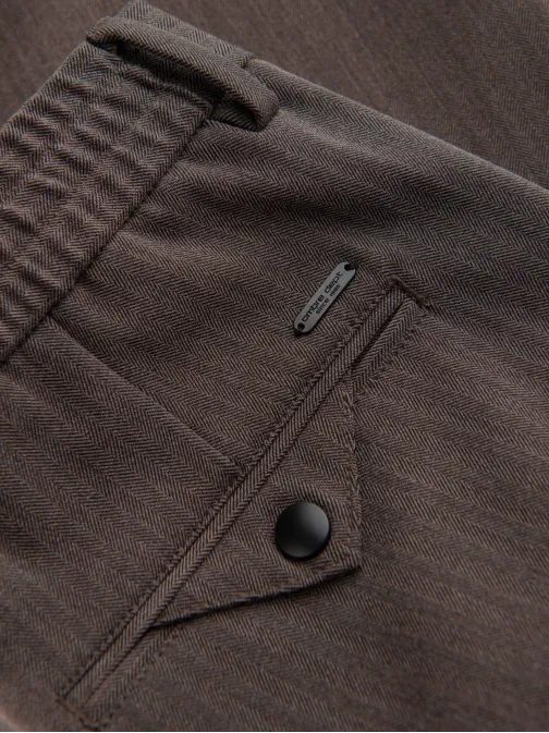 Pánské čokoládové chinos kalhoty s elastickým pasem V2 PACP-0158
